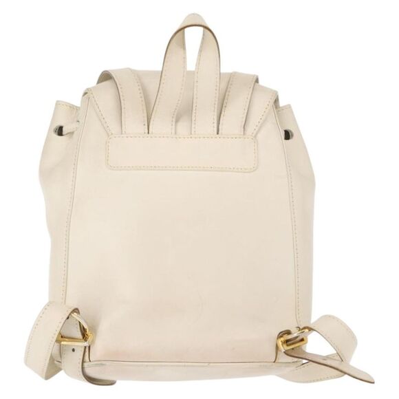 Salvatore Ferragamo Gancini Flap Drawstring Backpack Leather White Leather main image 9